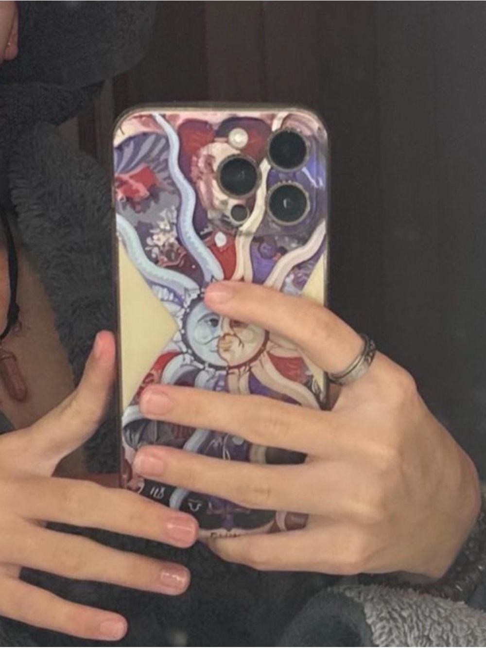 Apple iPhone Case with Purple, Blue, Red Sun & Moon